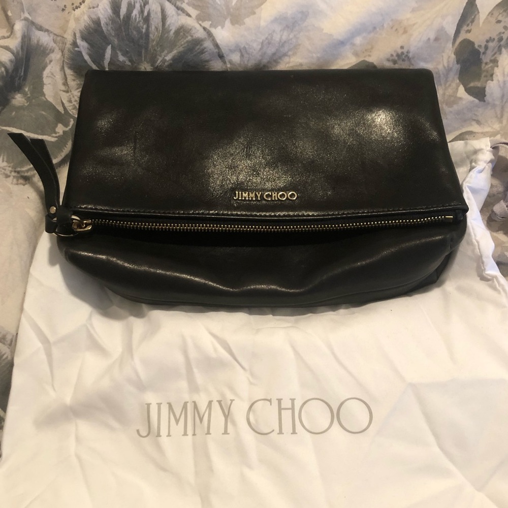 Black Jimmy Choo fold-over clutch